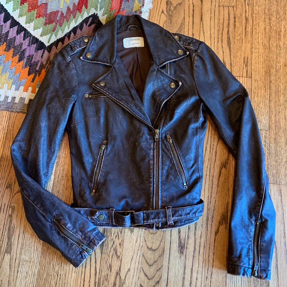 *SOLD* Rare CURRENT/ELLIOTT Leather Moto Jacket | Distressed | Chocolate Brown